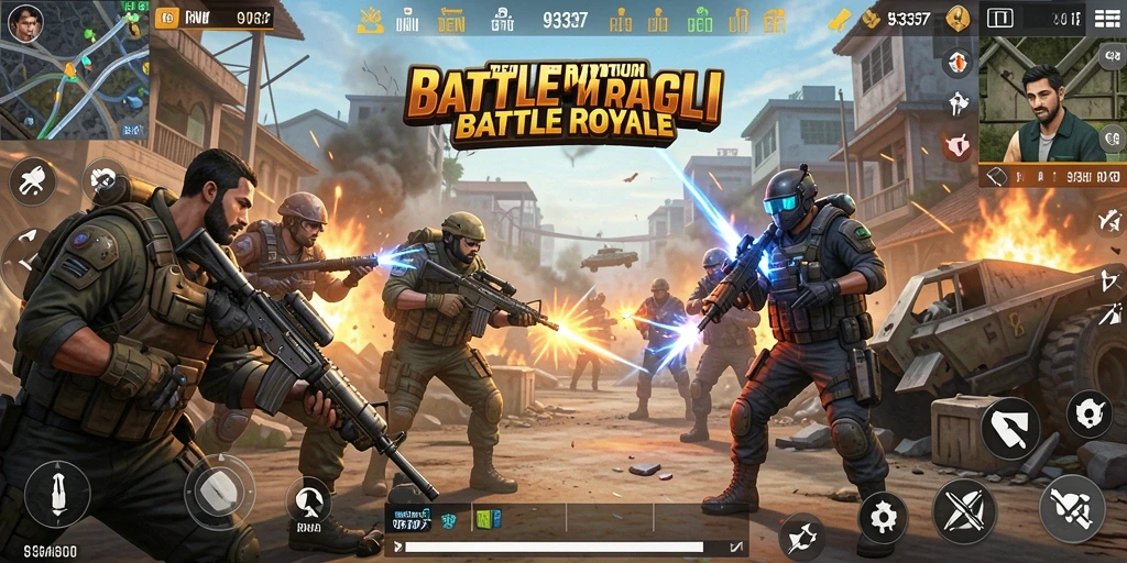 Tangkapan layar permainan 93337 yang menampilkan aksi Battle Royale yang mendebarkan.