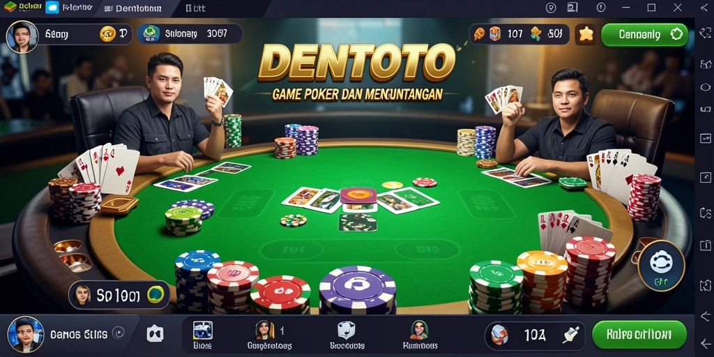 Screenshot gameplay DENTOTO menampilkan suasana Poker yang mendebarkan.