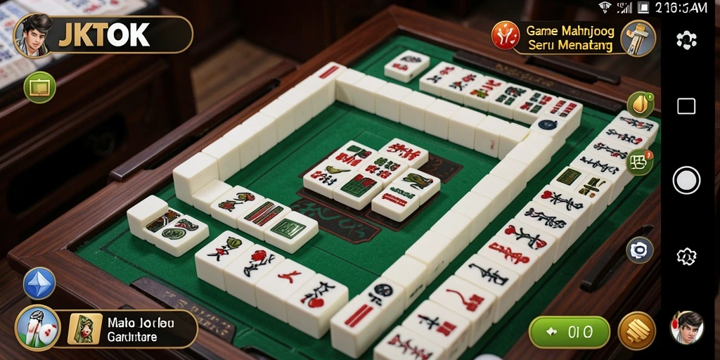 Screenshot JKTOK menampilkan gameplay Mahjong yang menarik dan penuh warna.