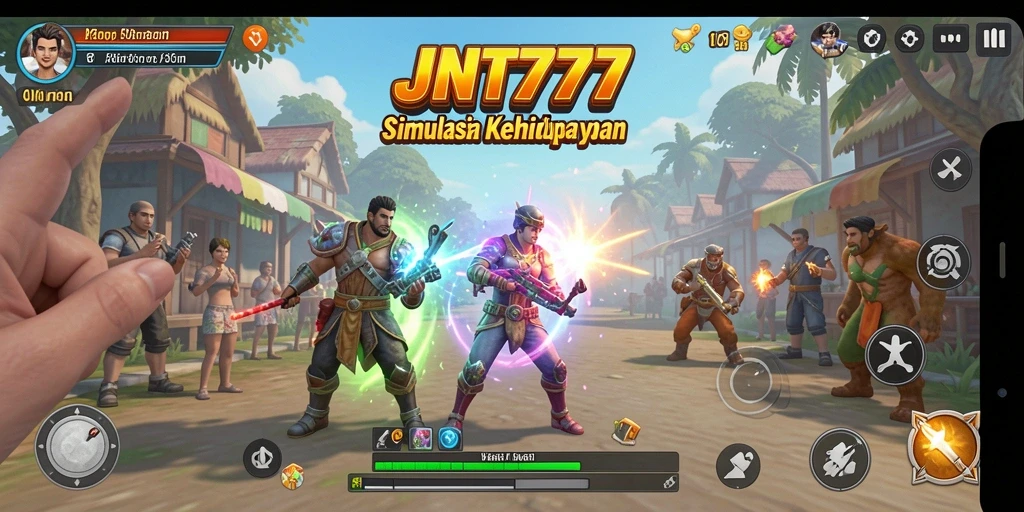 Screenshot utama JNT777 menampilkan kehidupan dalam simulasi yang menarik.