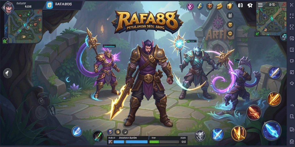 Screenshot gameplay RAFA88 yang menampilkan pertarungan seru di dunia fantasi.