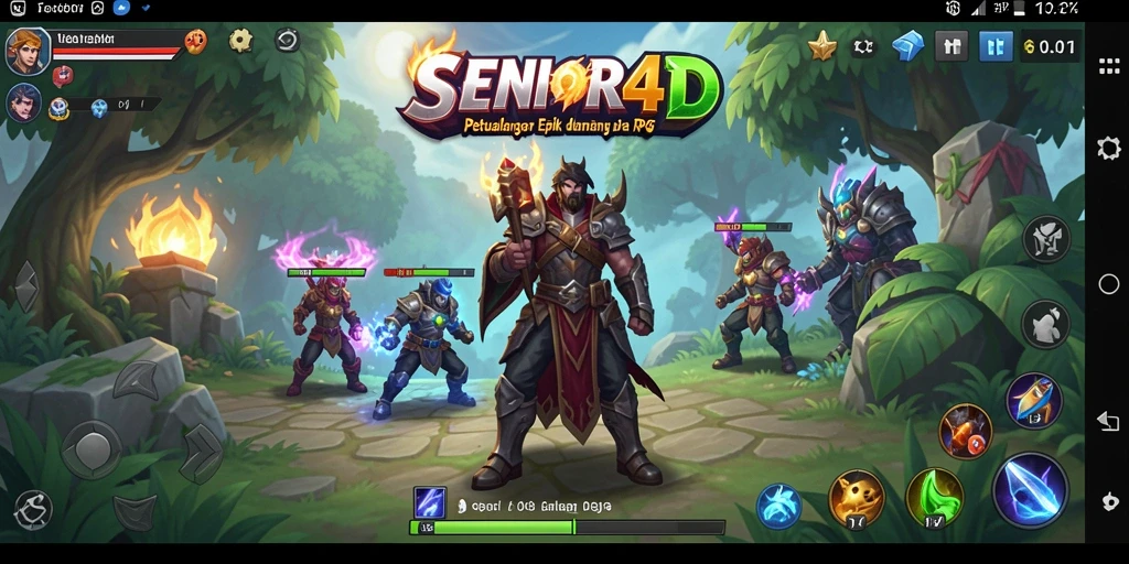 Screenshot utama SENIOR4D menampilkan aksi epik dalam permainan RPG.