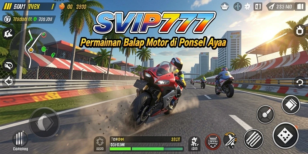 Screenshot dari gameplay balap motor yang mendebarkan di SVIP777.